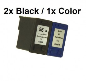 1/1 Druckerpatronen wiederbefüllt für HP 56 Schwarz und HP 57 Color